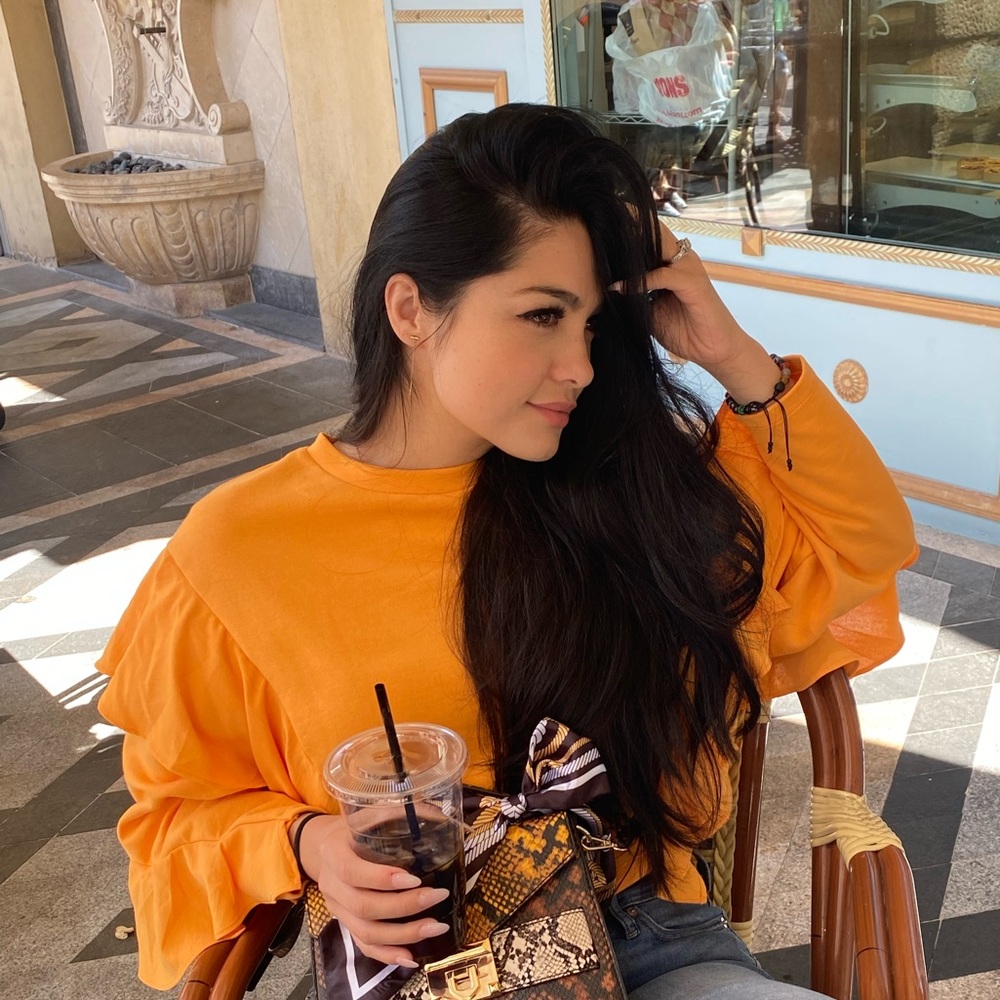 Zara Orange cropped sweater with ruffles - Picture 3 of 9